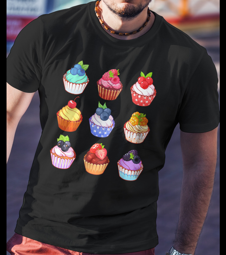 Yummy Cupcake Dessert Challenge Berry Toppings Collection T-Shirt