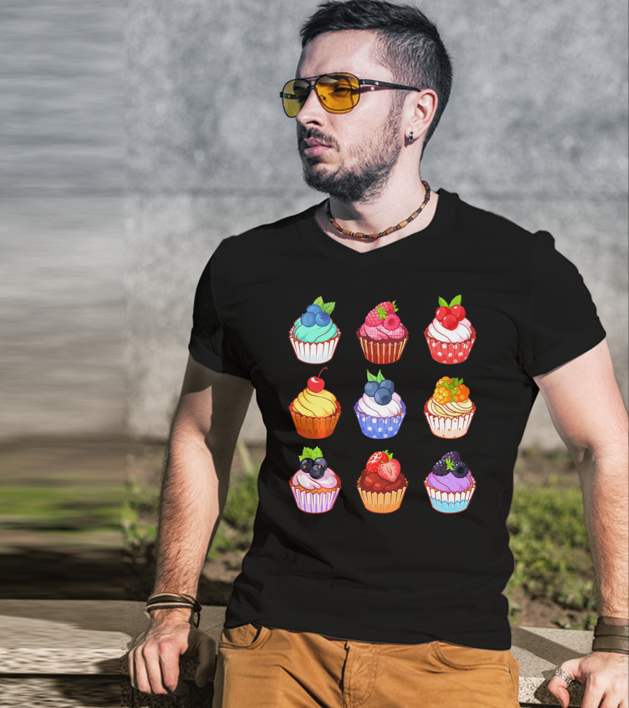 Yummy Cupcake Dessert Challenge Berry Toppings Collection T-Shirt