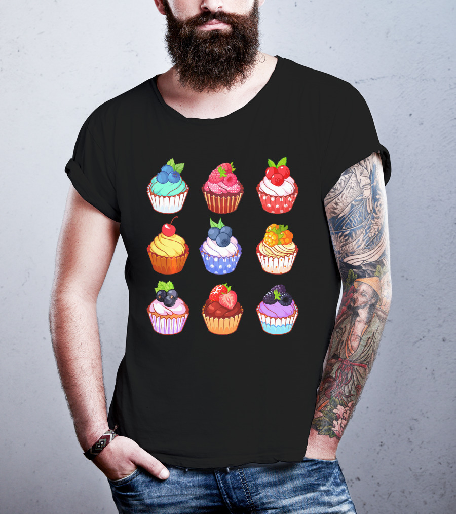 Yummy Cupcake Dessert Challenge Berry Toppings Collection T-Shirt