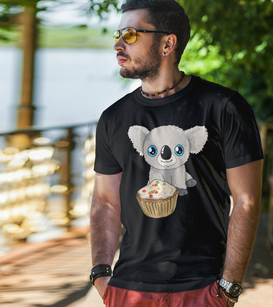 Cute Baby Koala With Cupcake Birthday T-Shirt