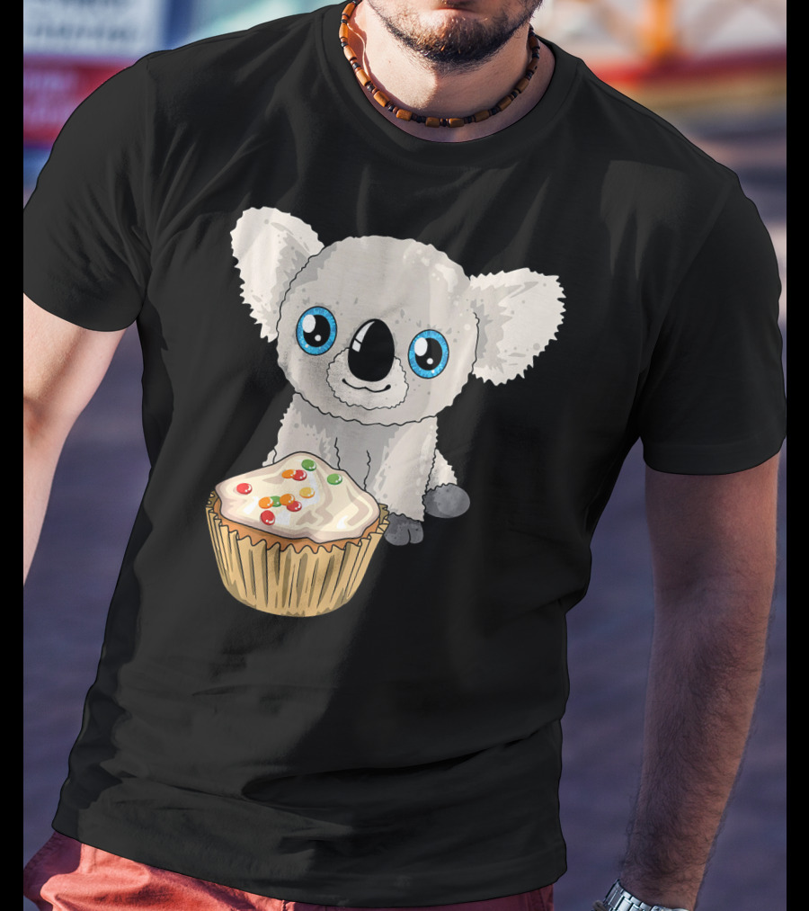 Cute Baby Koala With Cupcake Birthday T-Shirt