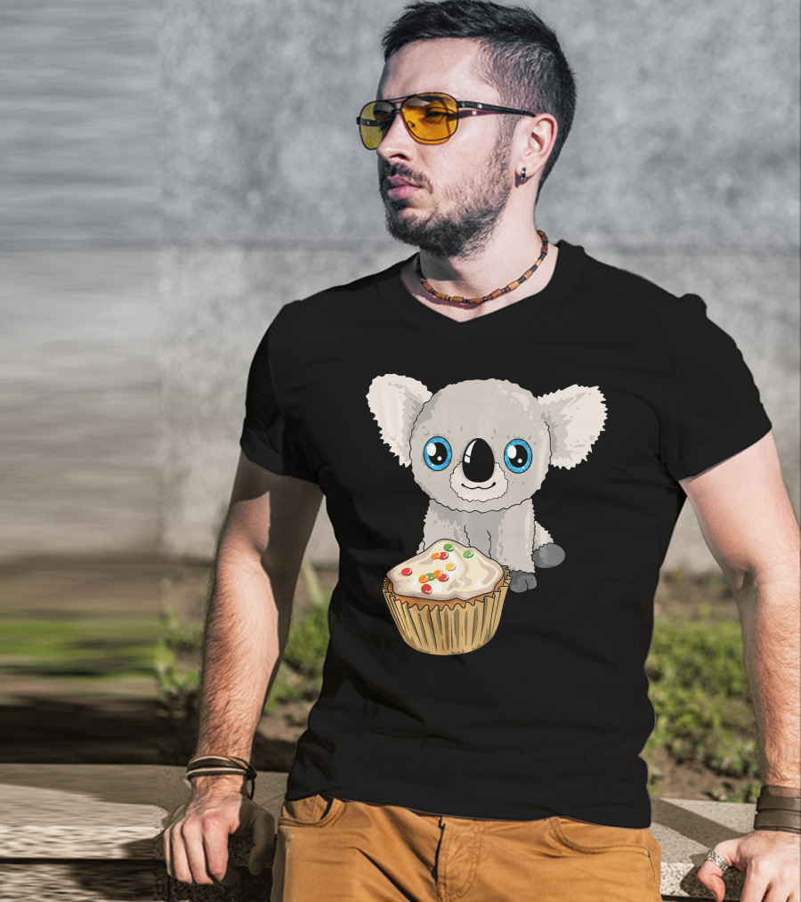 Cute Baby Koala With Cupcake Birthday T-Shirt