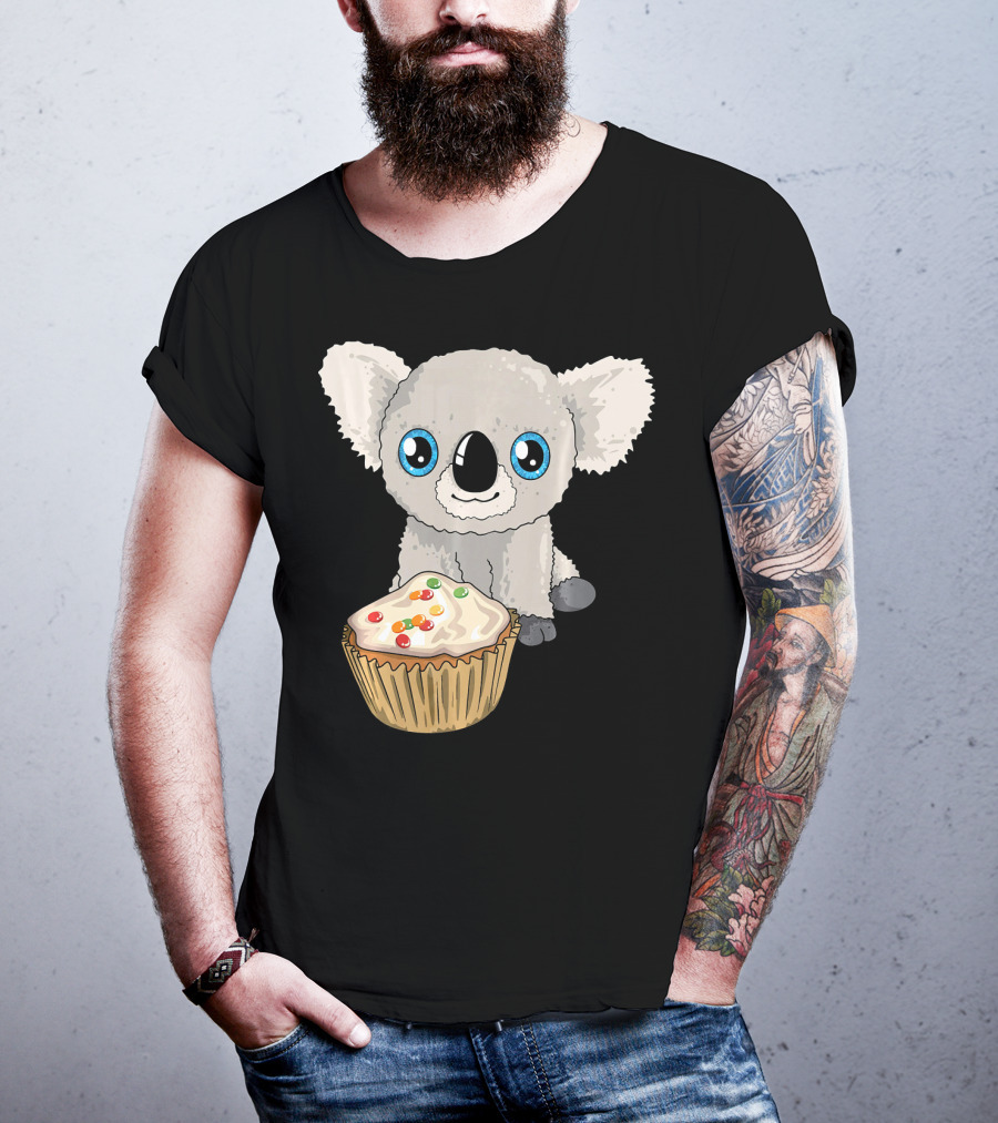 Cute Baby Koala With Cupcake Birthday T-Shirt