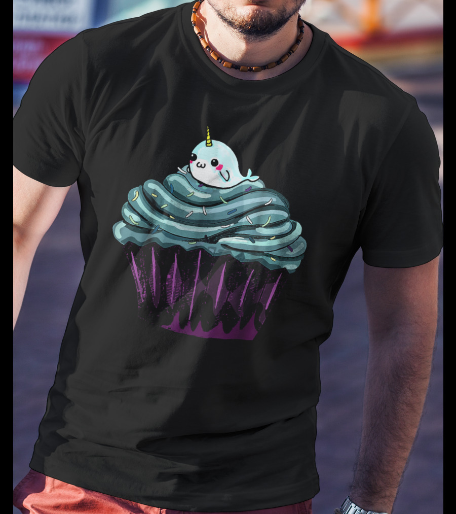 Narwhal Cupcake Cute Blue Icing Dessert T-Shirt
