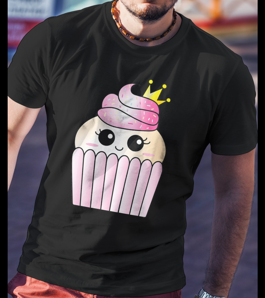 Sweet Pink Cupcake Muffin Queen Kawaii Crown T-Shirt