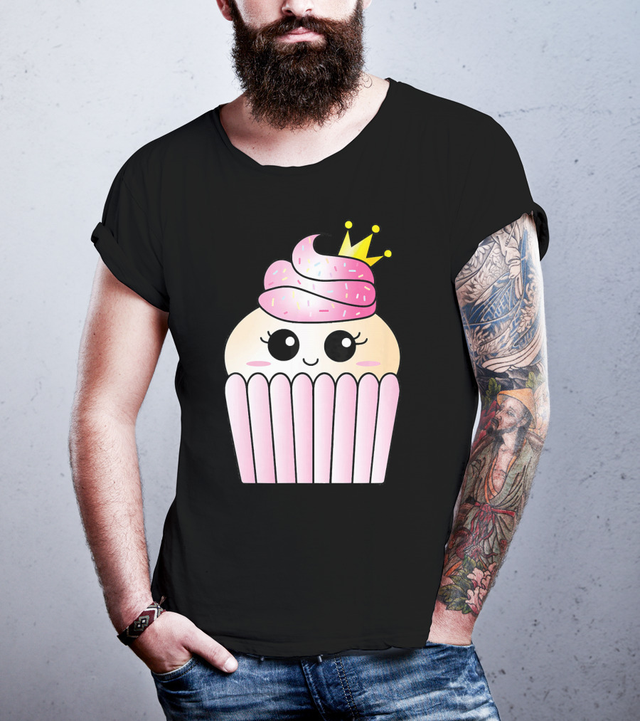 Sweet Pink Cupcake Muffin Queen Kawaii Crown T-Shirt