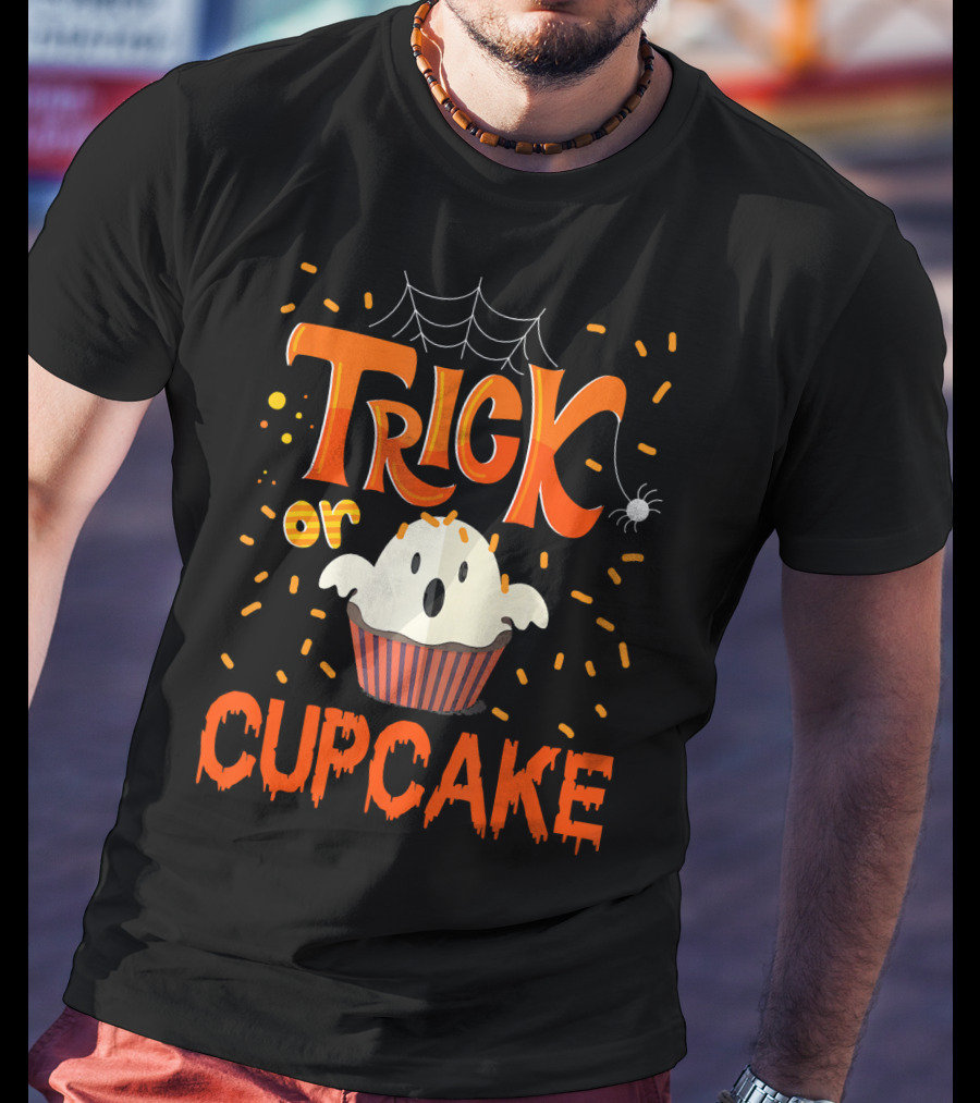 Trick Or Treat Spider Web Ghost Cupcake T-Shirt