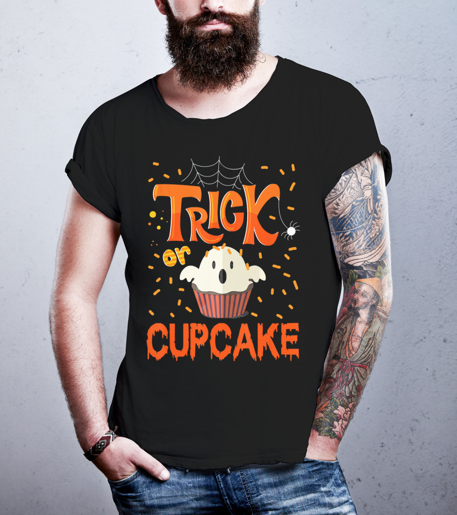 Trick Or Treat Spider Web Ghost Cupcake T-Shirt
