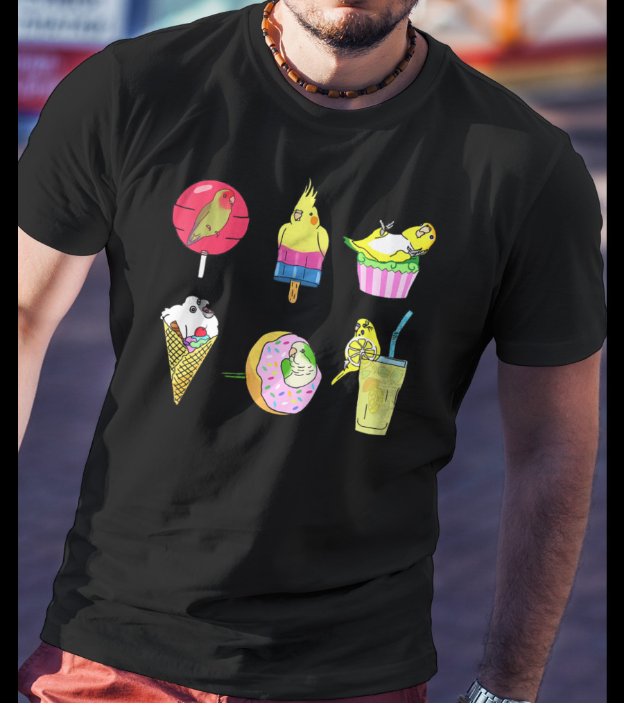 Sweet Ice Cream Lollipop Lemonade Donut Cup Parrot Treats T-Shirt