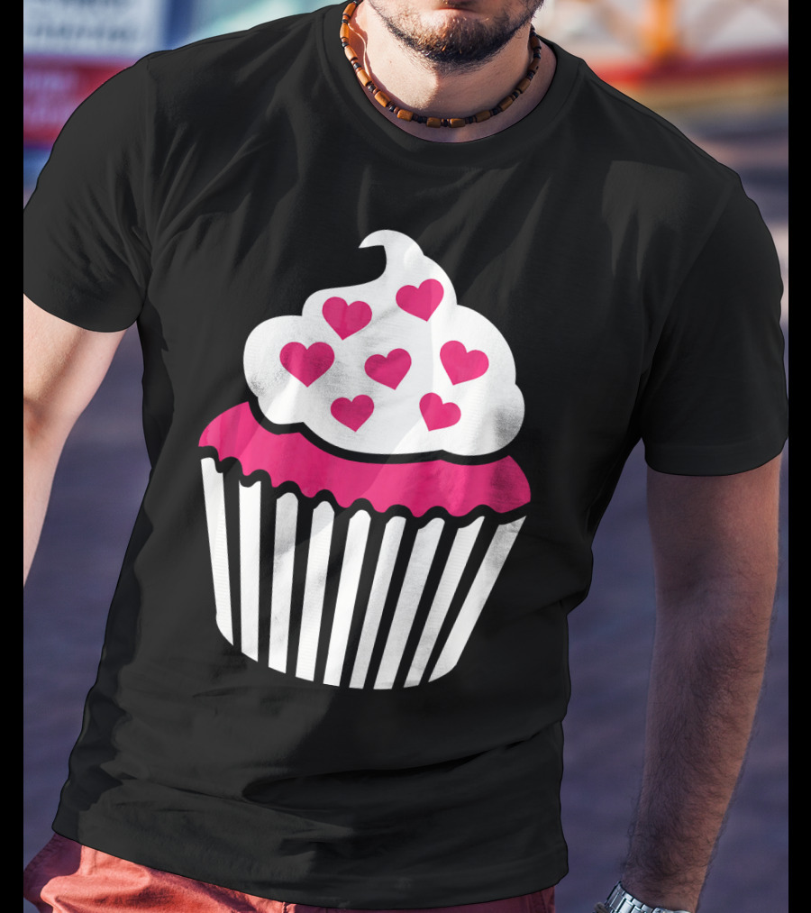 Cupcake With Pink Hearts T-Shirt