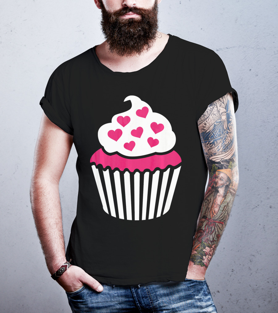 Cupcake With Pink Hearts T-Shirt