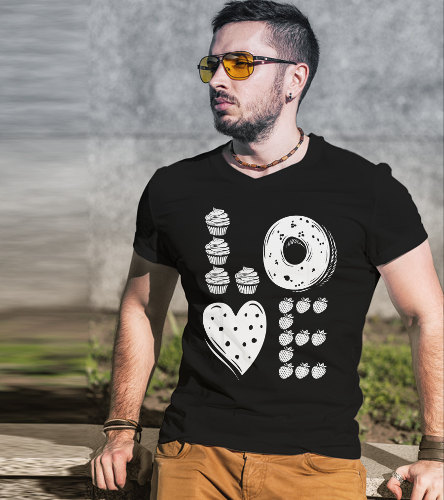 Love Cupcake Doughnut Strawberry Food Lover T-Shirt