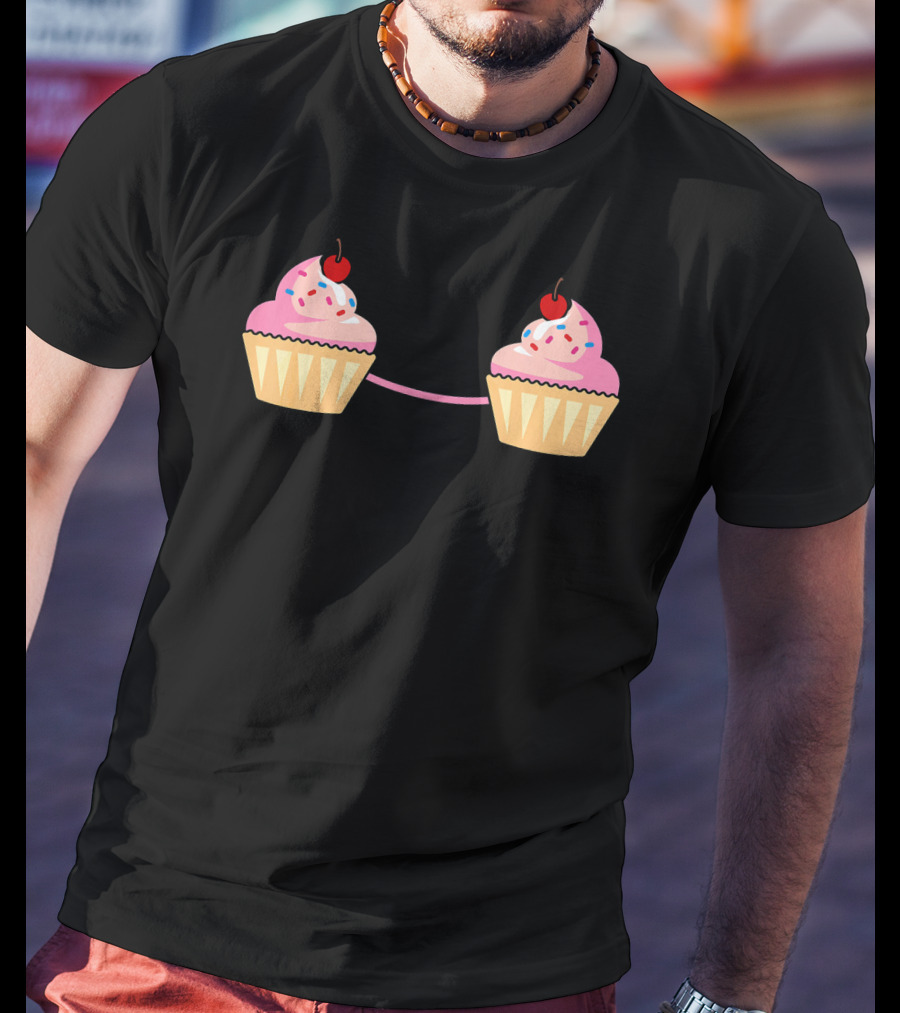 Cupcake Bra Costume Cute Food With Pink Frosting And Cherry On Top T-Shirt
