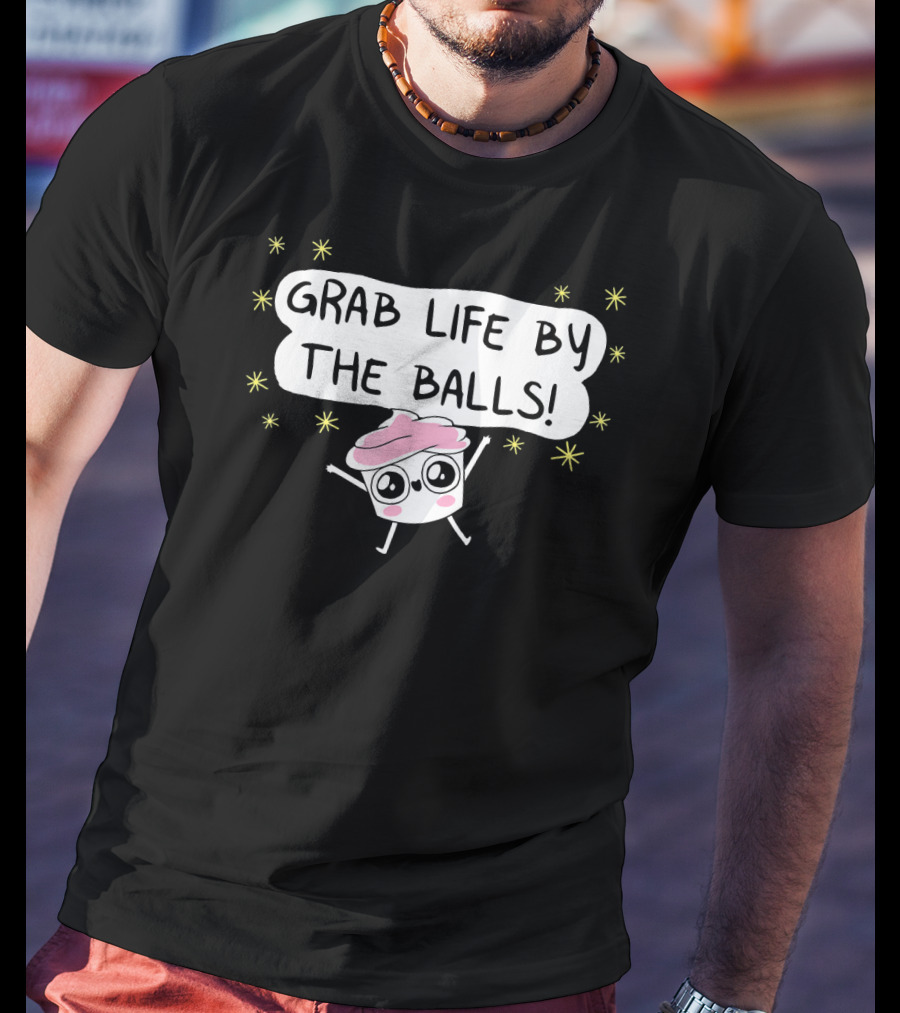 Grab Life By The Balls Good Advice Cupcake Cute Starry Character T-Shirt