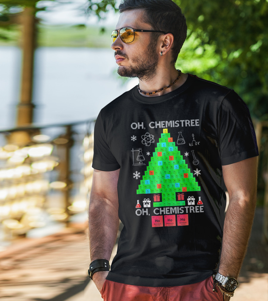 Oh Chemistree Periodic Table Christmas Humor Chemistry T-Shirt