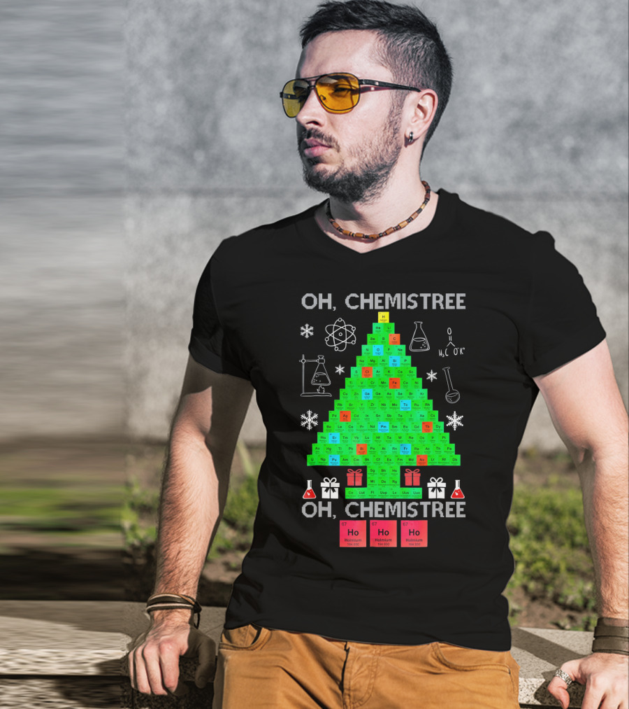 Oh Chemistree Periodic Table Christmas Humor Chemistry T-Shirt