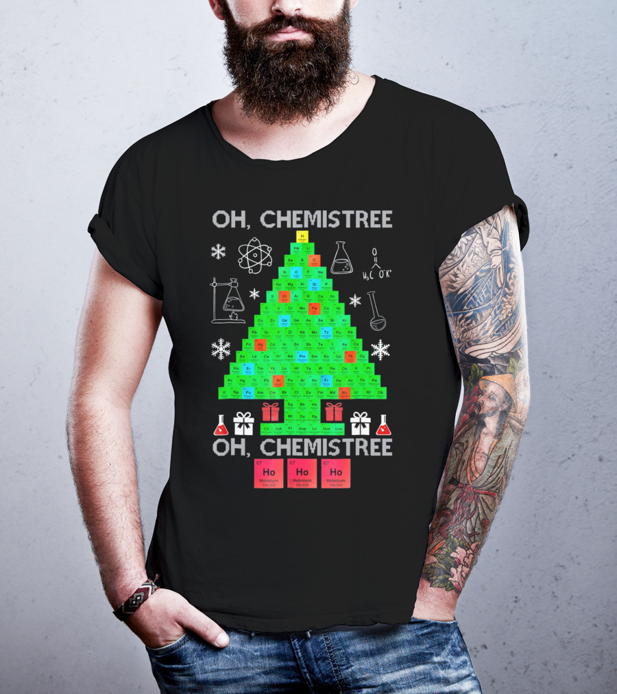 Oh Chemistree Periodic Table Christmas Humor Chemistry T-Shirt