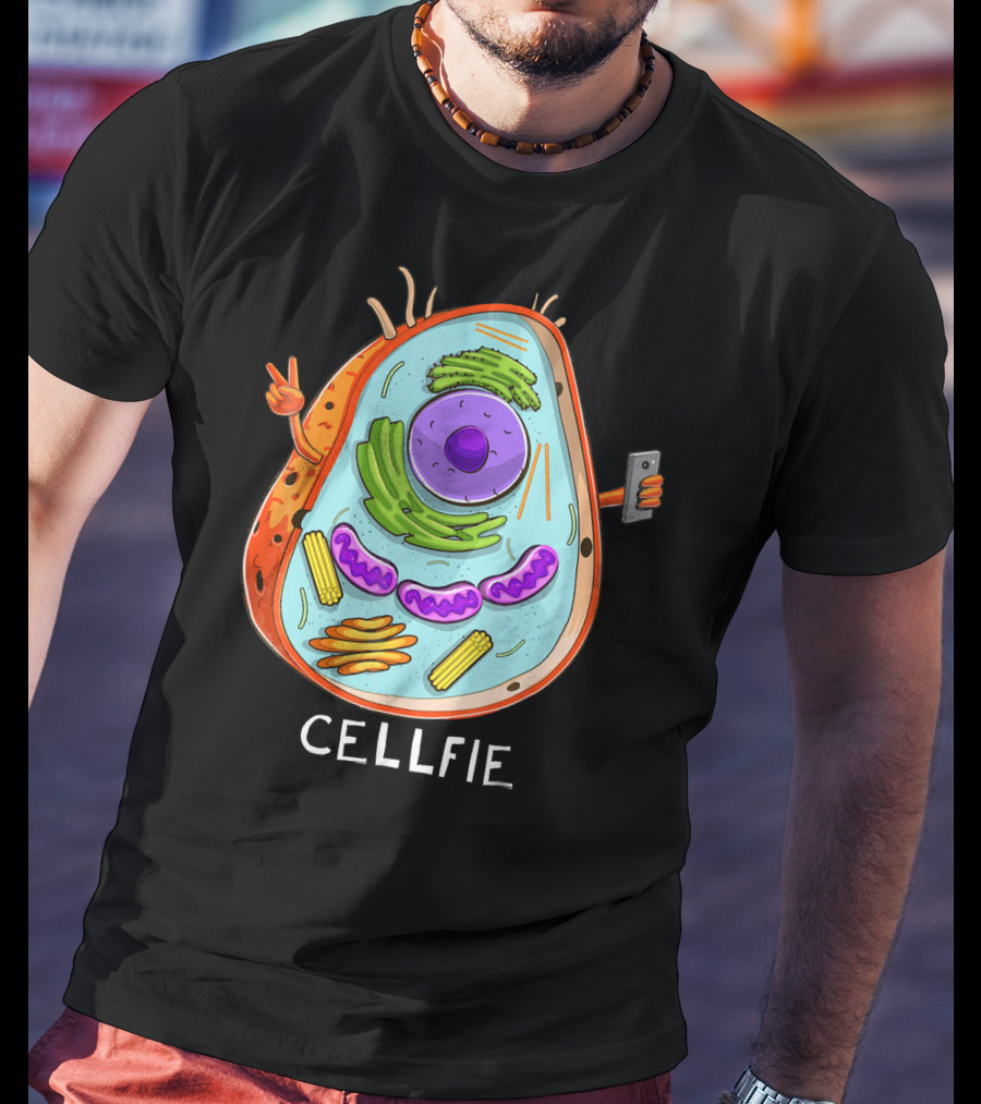 CELL FIE Biology Cellular Biology Cellfie Cartoon Cell Taking Selfie Biology Joke T-Shirt