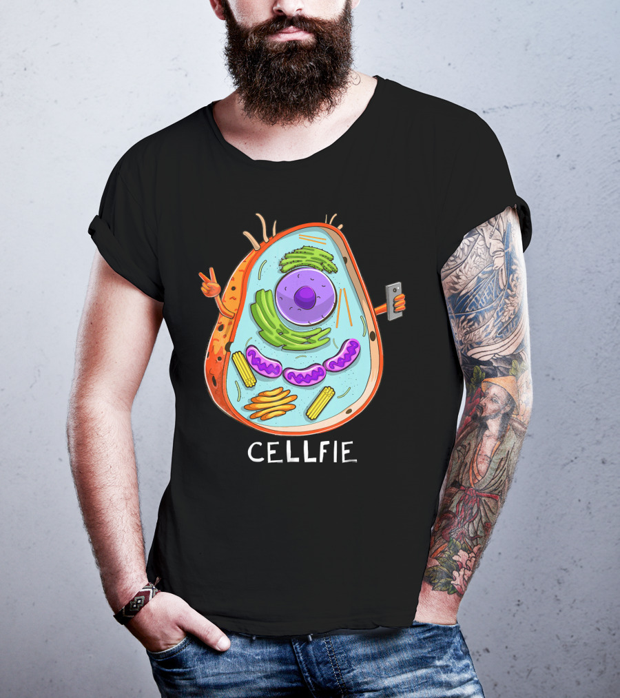 CELL FIE Biology Cellular Biology Cellfie Cartoon Cell Taking Selfie Biology Joke T-Shirt