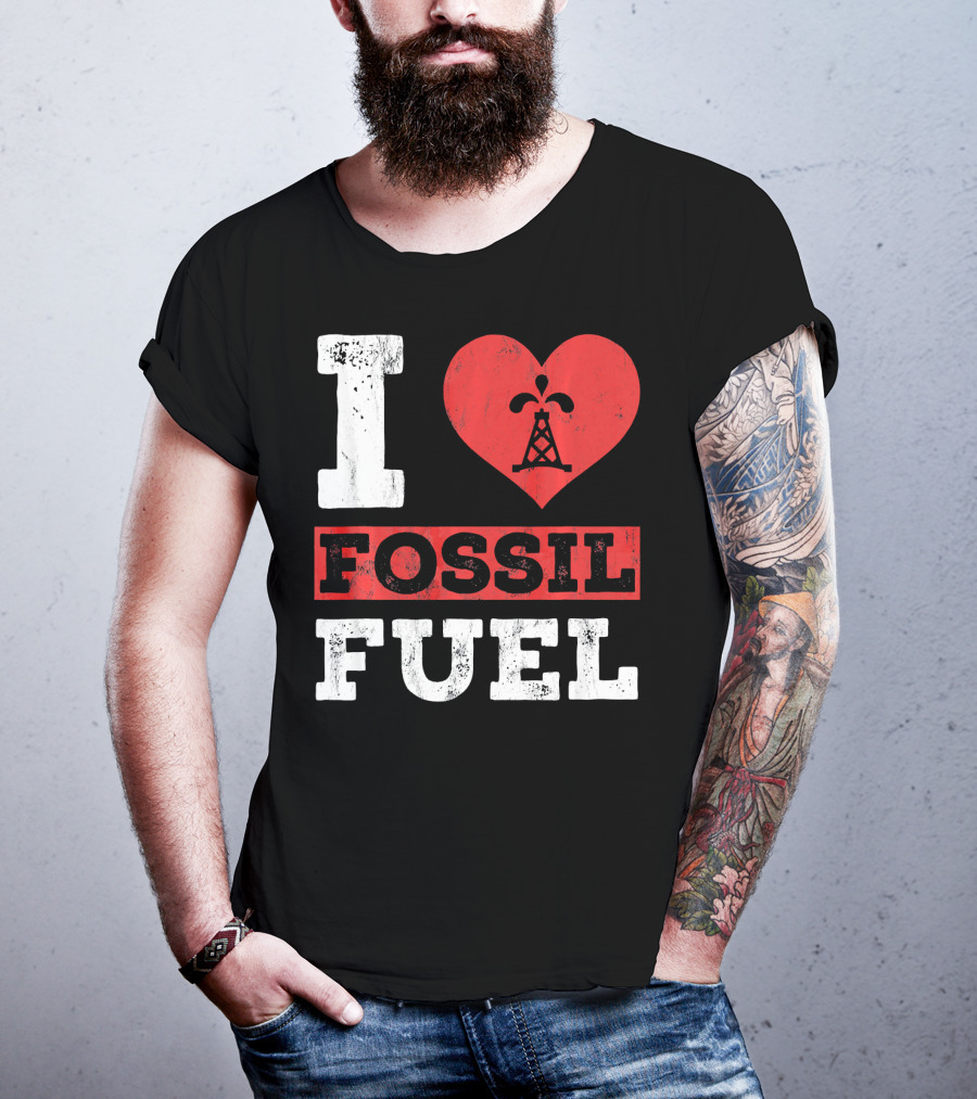 I Love Fossil Fuel Oil Rig Heart T-Shirt