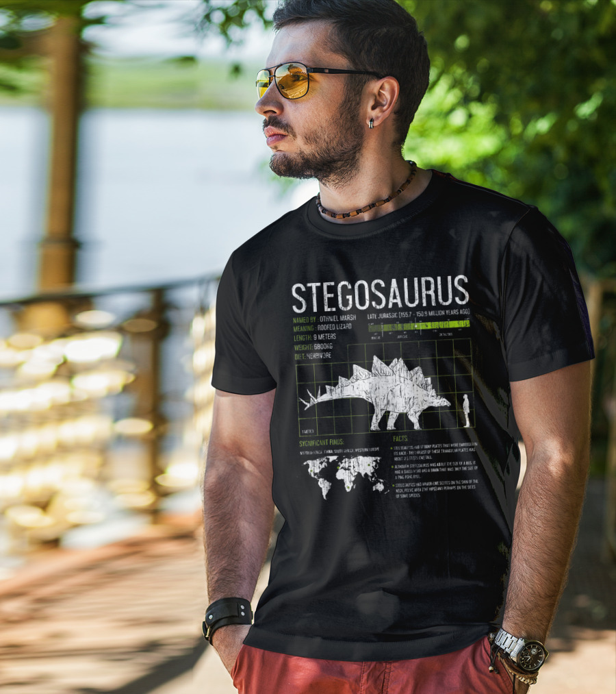 Stegosaurus Named By Othniel Marsh Roofed Lizard Late Jurassic 9 Meters 6800kg Herbivore Facts T-Shirt