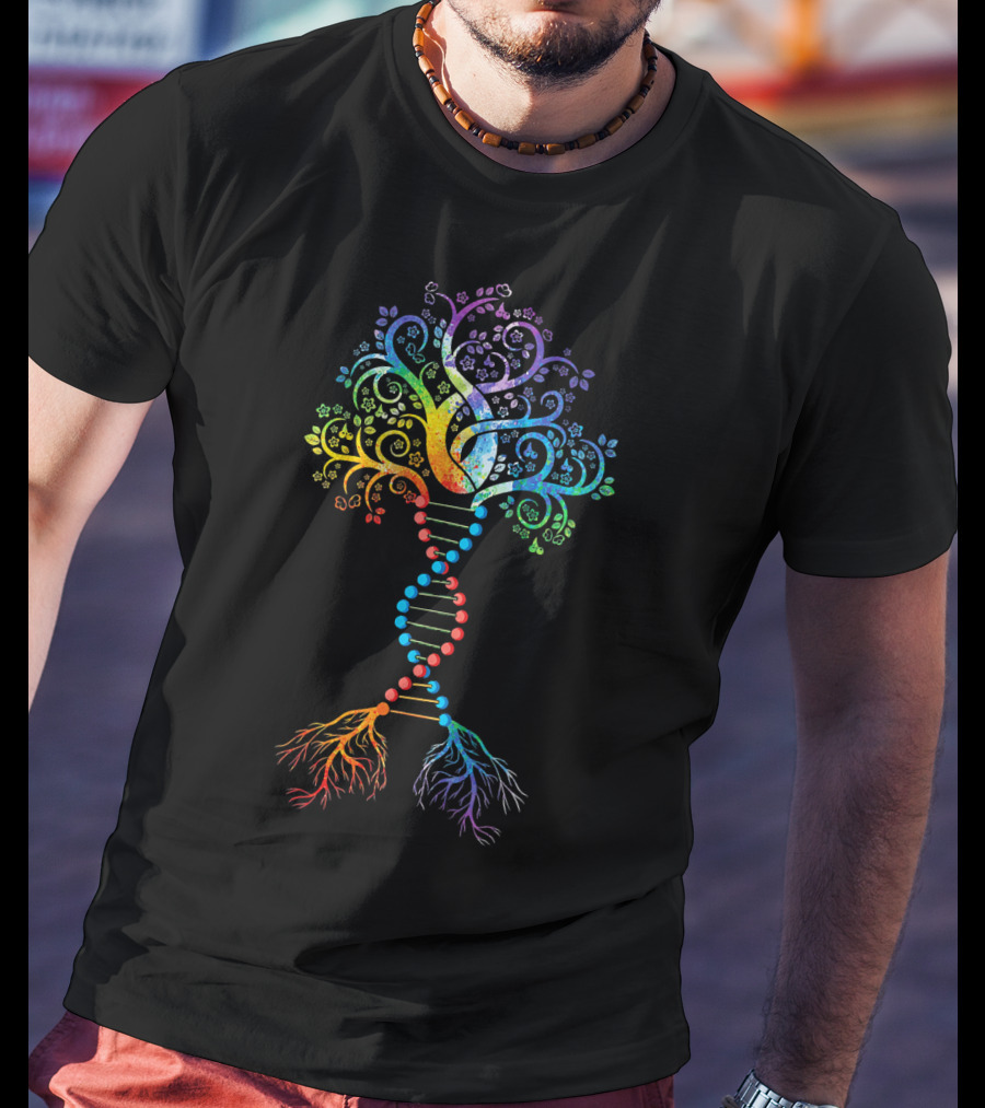 DNA Tree Of Life Genetics Colorful Biology Nature Connection T-Shirt