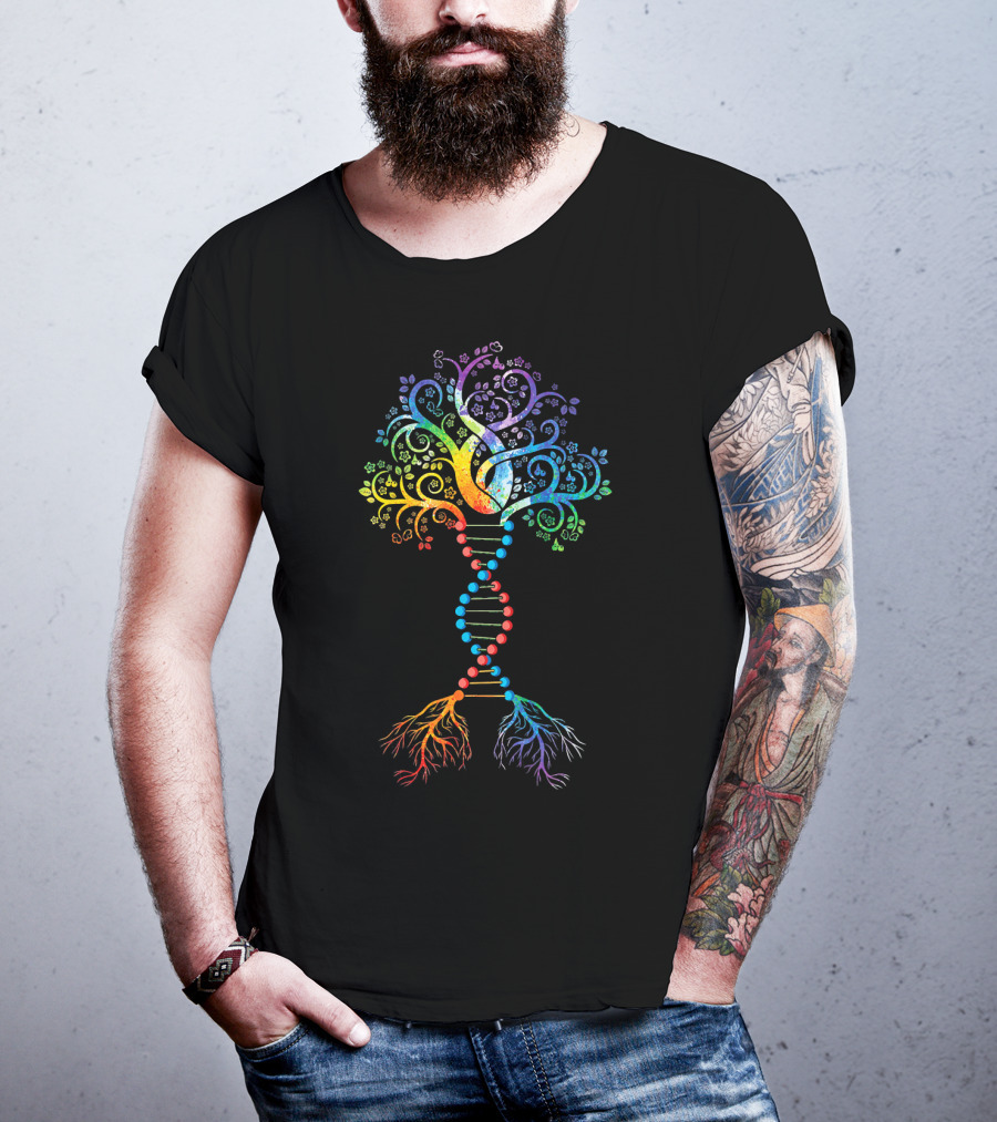 DNA Tree Of Life Genetics Colorful Biology Nature Connection T-Shirt