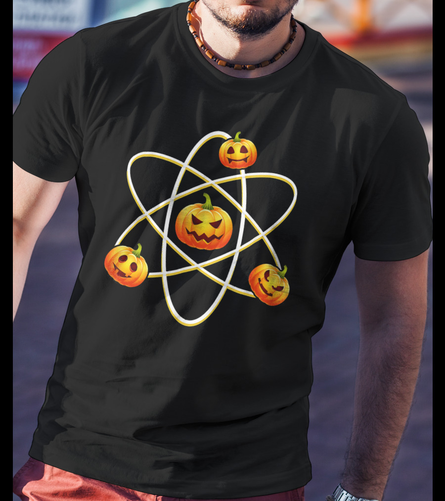 Halloween Pumpkin Atom Symbol With Jack-O'-Lanterns T-Shirt