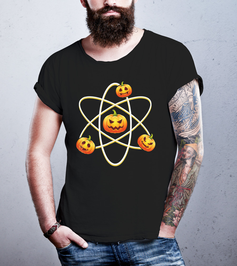 Halloween Pumpkin Atom Symbol With Jack-O'-Lanterns T-Shirt