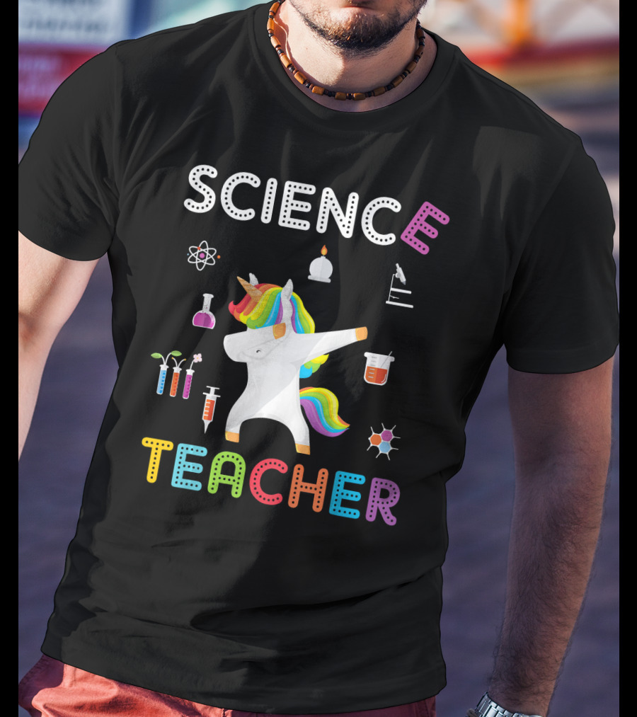 Science Teacher Dabbing Unicorn Chemistry Physics Elements T-Shirt