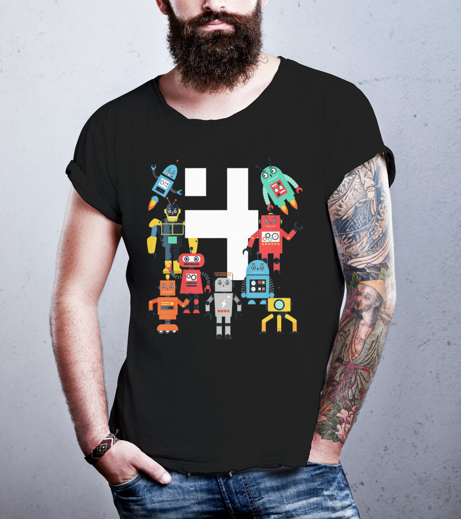 Kids 4 Year Old Robot Birthday Robots Science T-Shirt