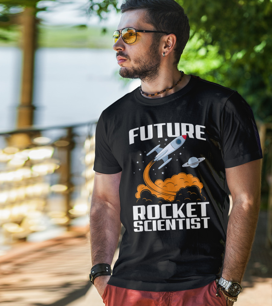 Future Rocket Scientist Spaceship Blast Off With Planet Saturn T-Shirt