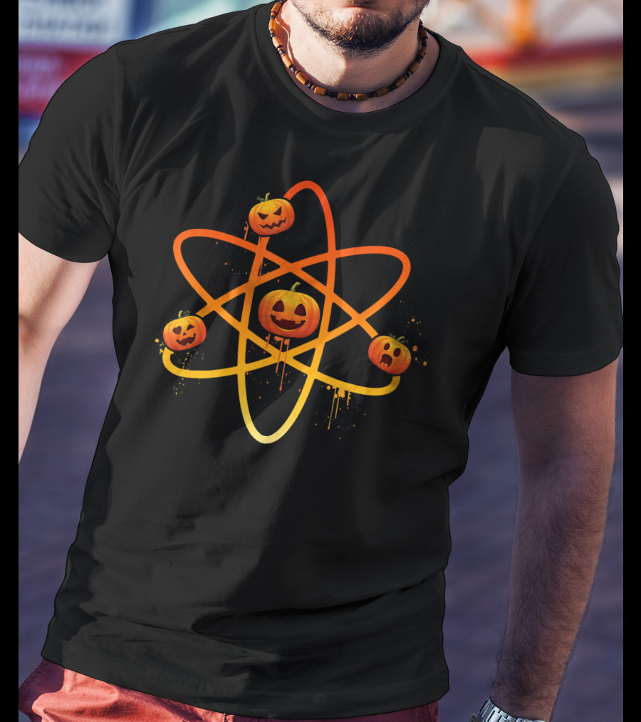 Halloween Night Funny Pumpkin Atom Smiles T-Shirt
