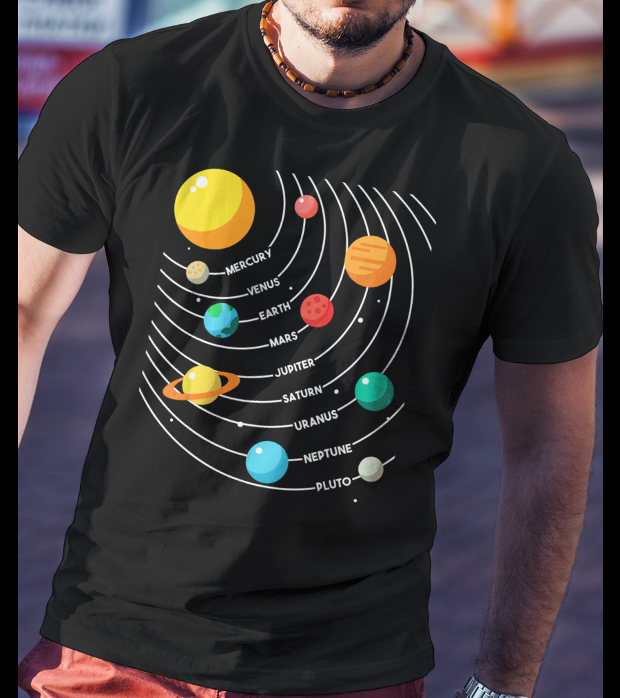 Mercury Venus Earth Mars Jupiter Saturn Uranus Neptune Pluto Solar System Science T-Shirt