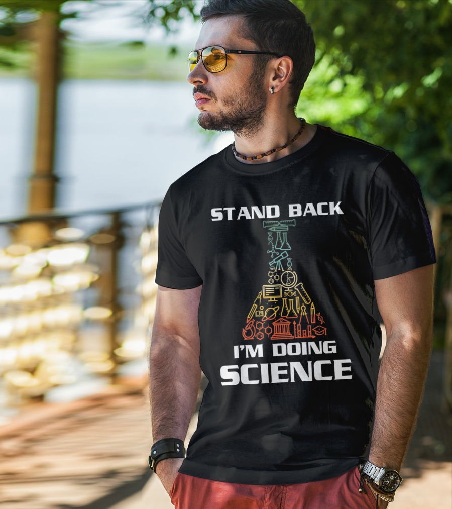 Stand Back I'm Doing Science STEM Beaker Icons Chemistry Physics Biology T-Shirt
