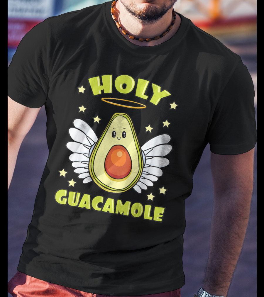 Holy Guacamole Avocado Angel With Halo And Wings T-Shirt