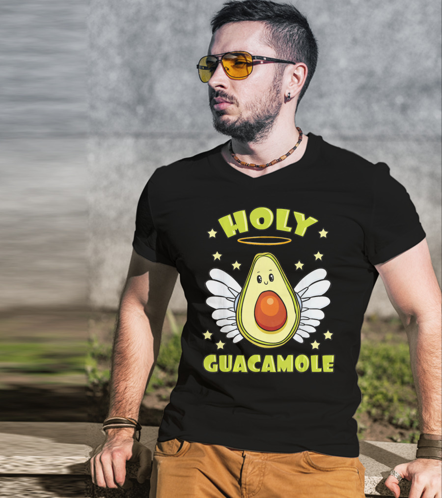Holy Guacamole Avocado Angel With Halo And Wings T-Shirt