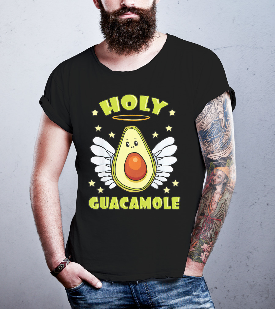 Holy Guacamole Avocado Angel With Halo And Wings T-Shirt