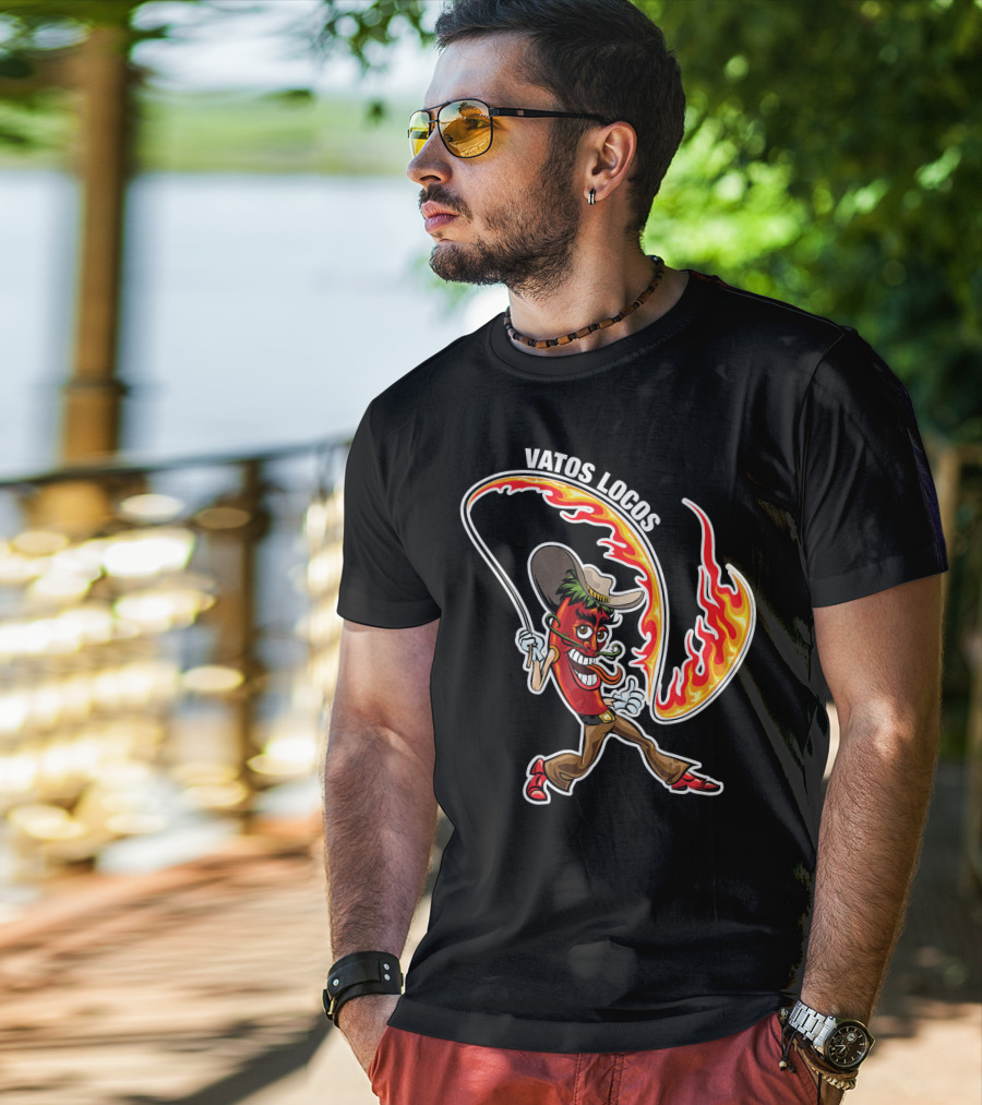Vatos Locos Spicy Fire Rope Mexico Chili Pepper Cowboy T-Shirt