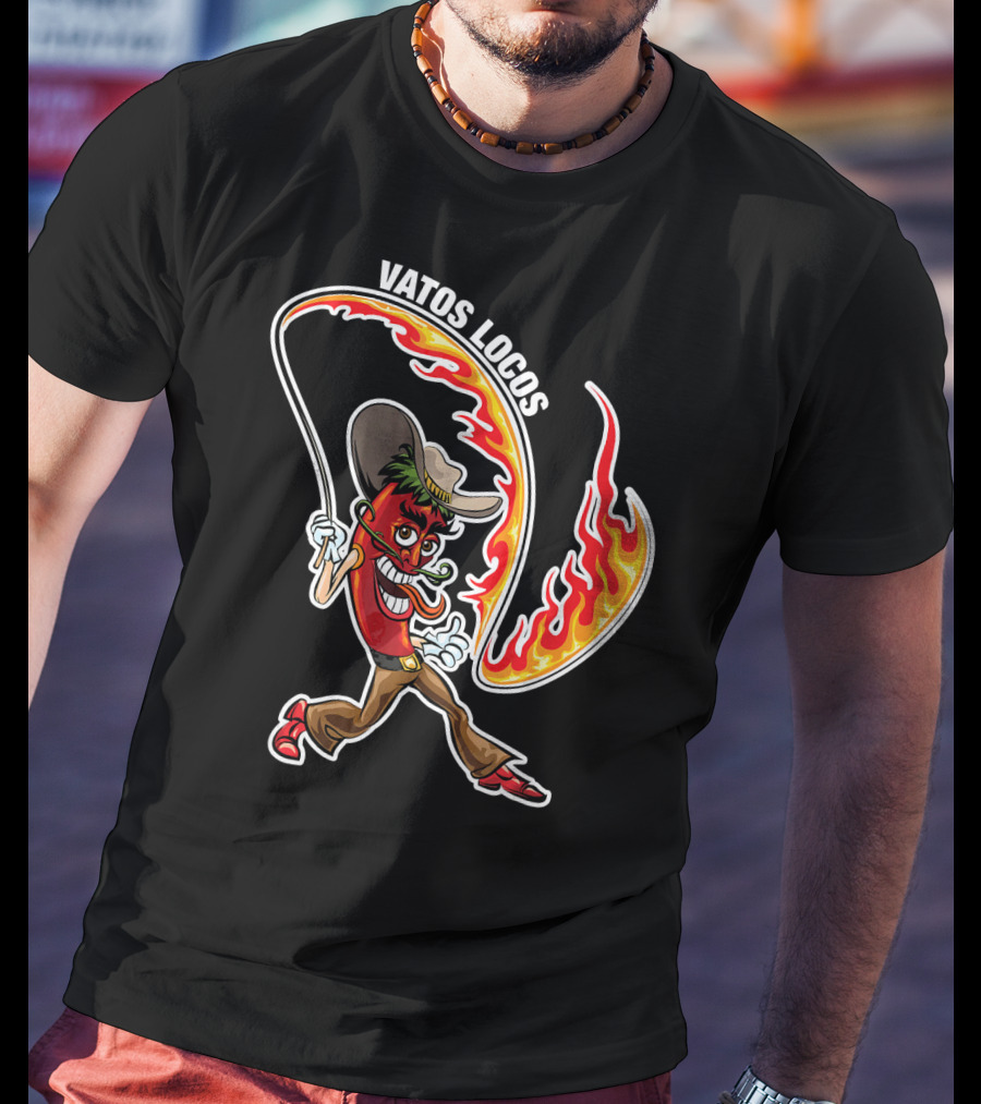 Vatos Locos Spicy Fire Rope Mexico Chili Pepper Cowboy T-Shirt