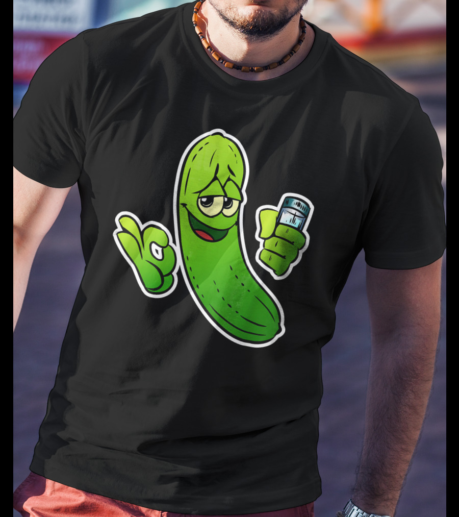 Funny Cool Pickle With Salt Shaker Spicy Vegetables Cucu T-Shirt
