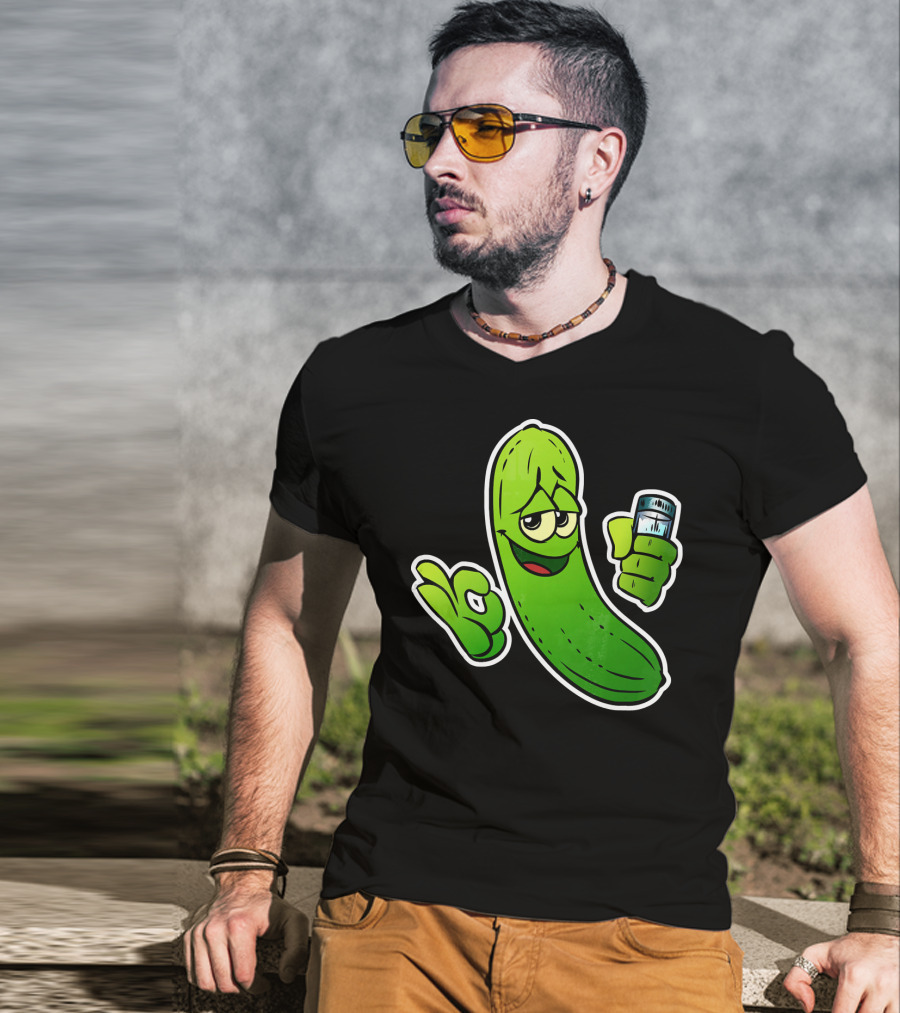 Funny Cool Pickle With Salt Shaker Spicy Vegetables Cucu T-Shirt