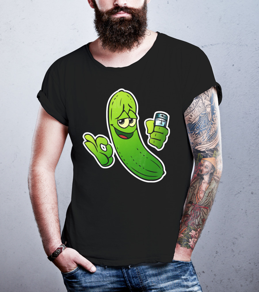 Funny Cool Pickle With Salt Shaker Spicy Vegetables Cucu T-Shirt
