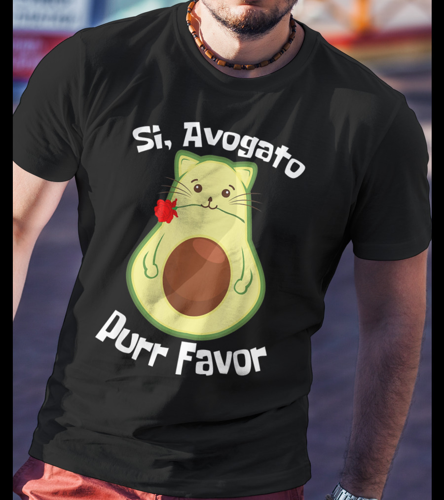 Si, Avogato Purr Favor Funny Avocado Guacamole Cat T-Shirt