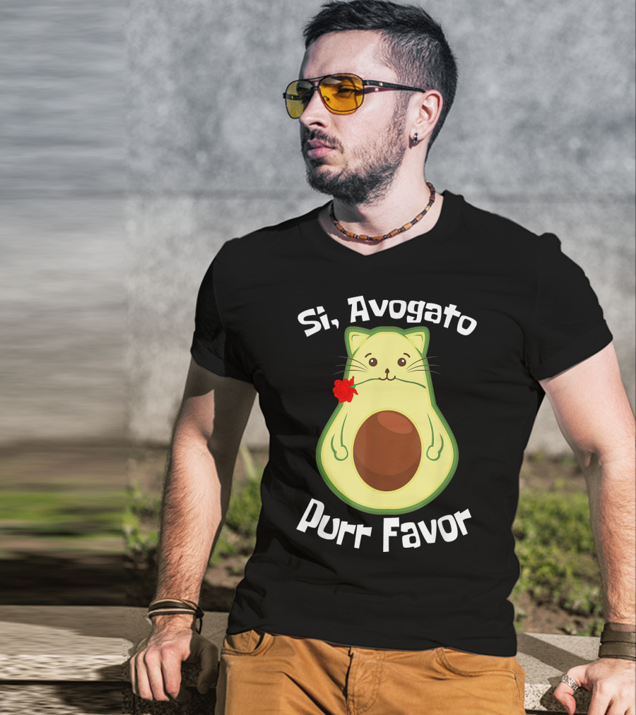 Si, Avogato Purr Favor Funny Avocado Guacamole Cat T-Shirt