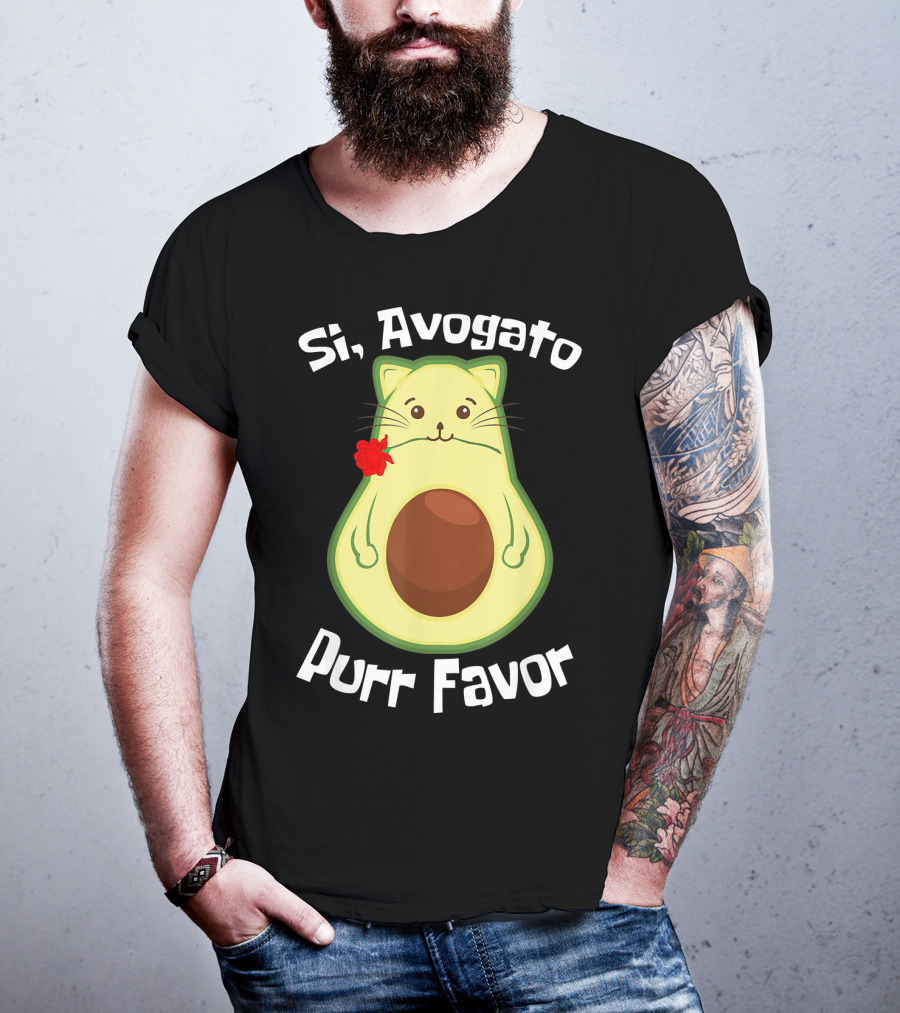Si, Avogato Purr Favor Funny Avocado Guacamole Cat T-Shirt
