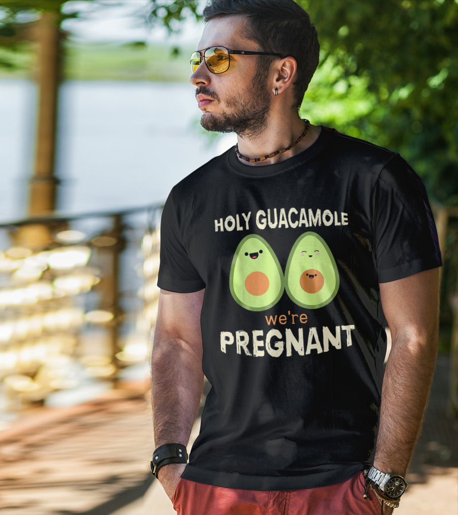 Holy Guacamole We're Pregnant Funny Kawaii Avocado T-Shirt