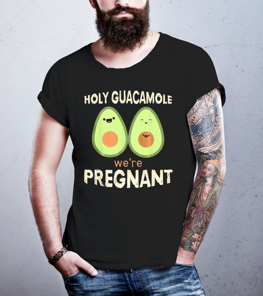 Holy Guacamole We're Pregnant Funny Kawaii Avocado T-Shirt