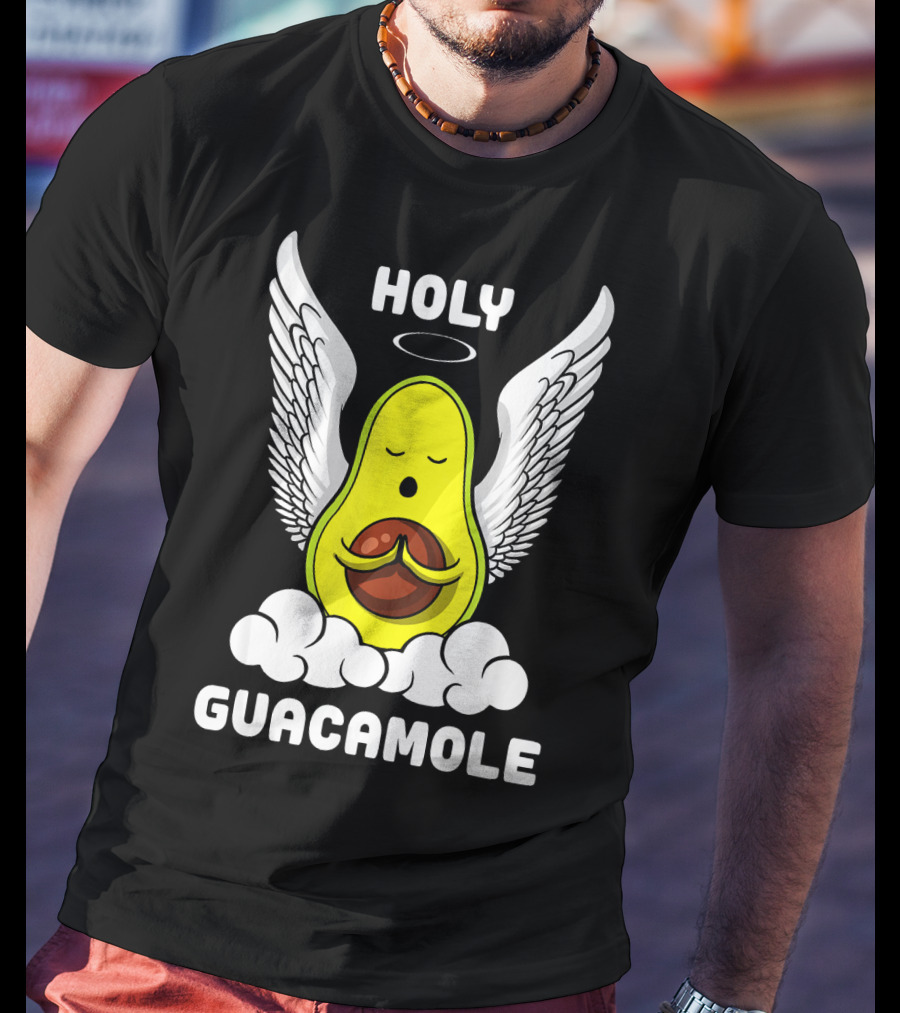Holy Guacamole Avocado Angel With Wings Vegan Funny T-Shirt