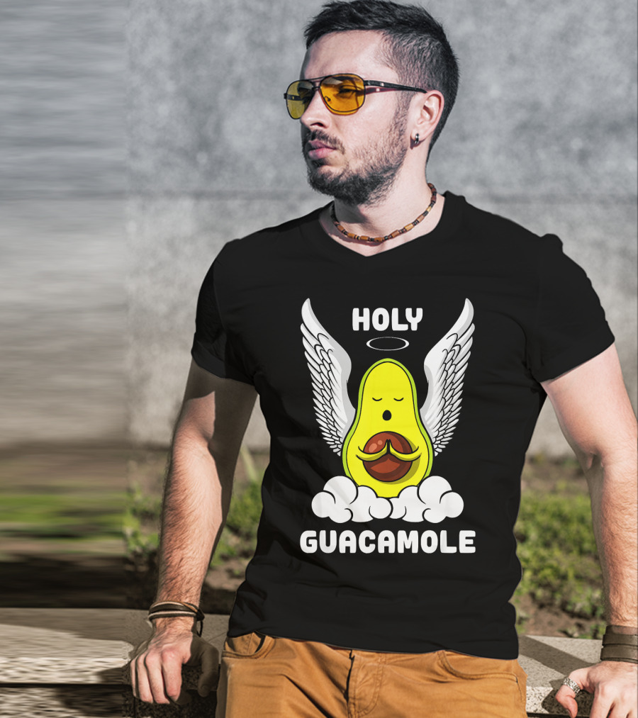 Holy Guacamole Avocado Angel With Wings Vegan Funny T-Shirt